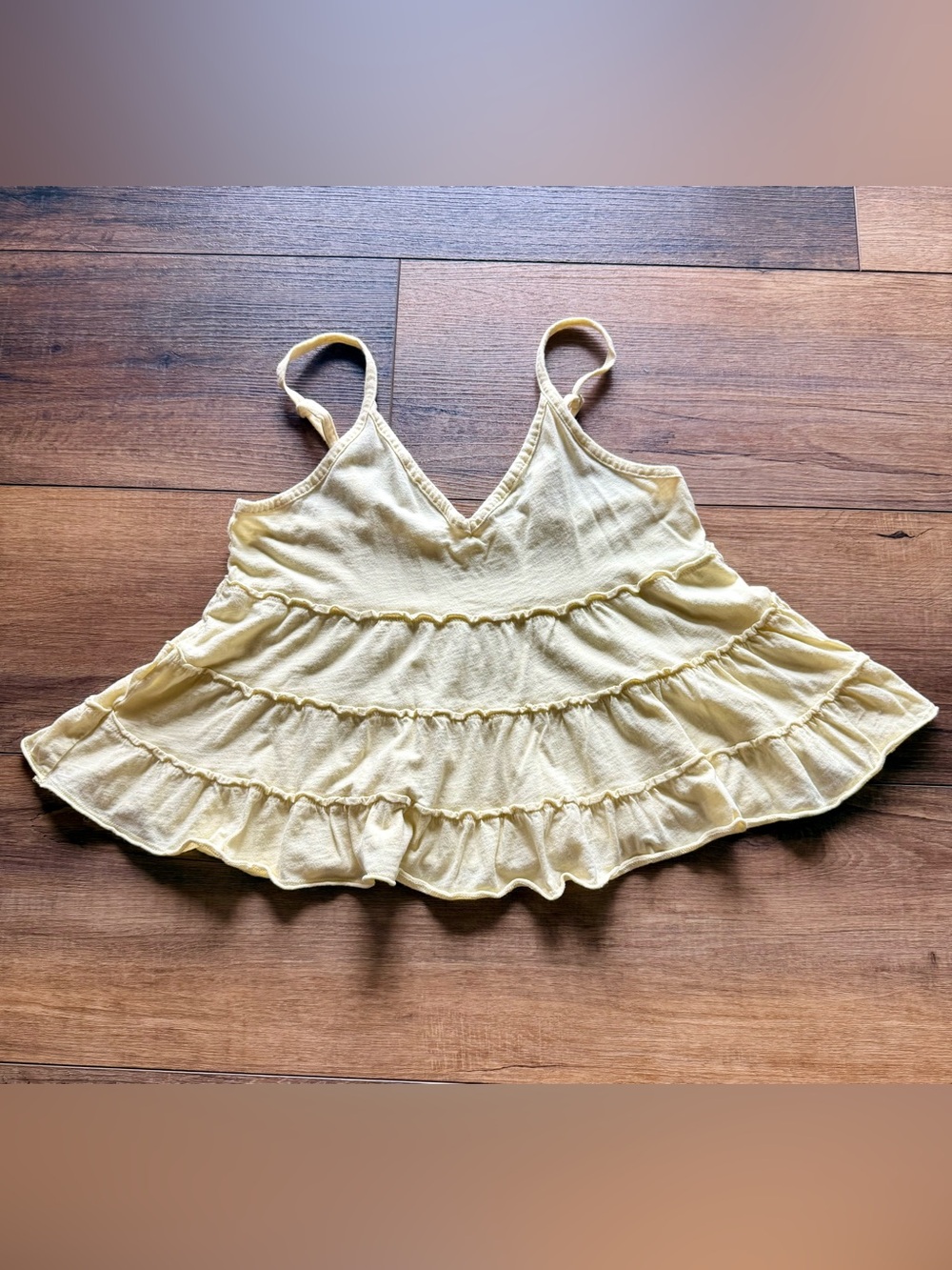 American Eagle Outfitters Pale Yellow Ruffle Tank